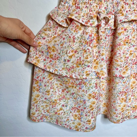 LULUS Isn't She Darling Blush Floral Print Puff Sleeve Mini Dress. Size Large - Picture 8 of 14